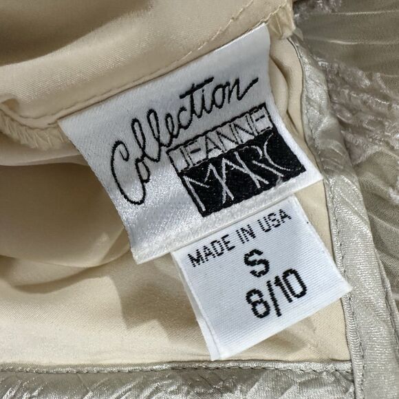 Jeanne Marc Dress Women's Small 8 10 Maxi Sleeveless Yoryu Belted Cream Green - Picture 3 of 9